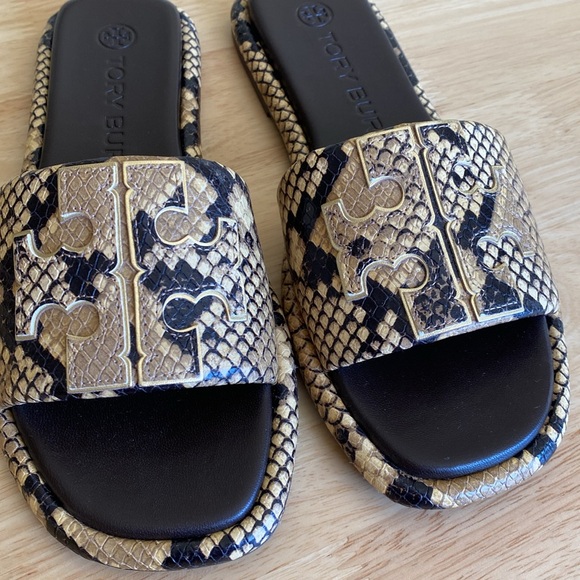 Tory Burch Double T Sport Slide snake embossed sandals size 6 1/2 NWOT - Picture 11 of 16